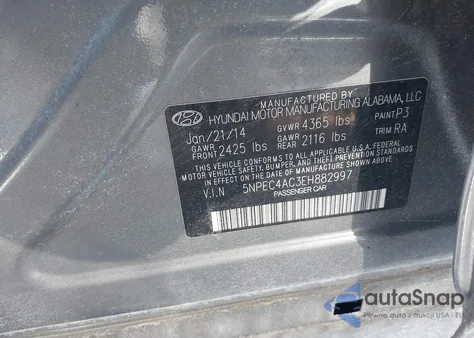 2014 Hyundai Sonata Limited из США, поврежденный, VIN 5NPEC4AC3EH882997